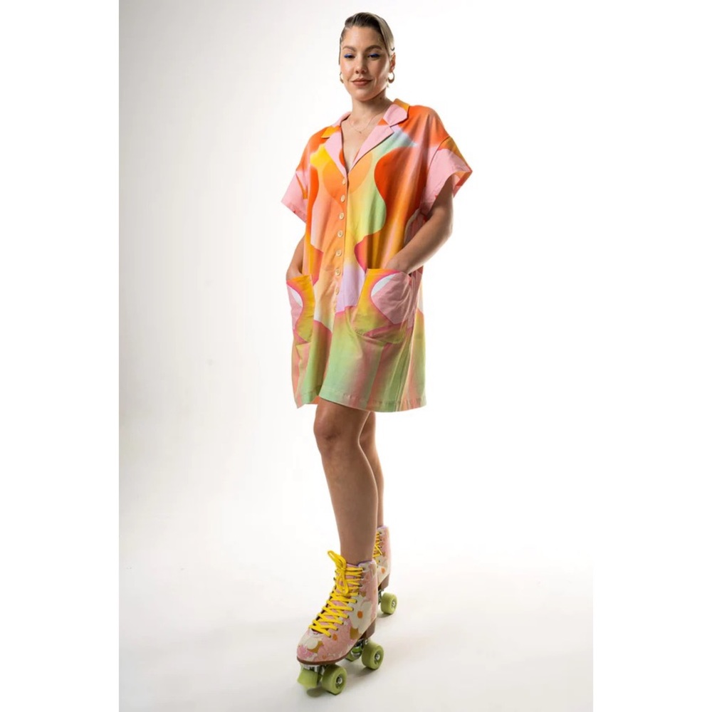 Tamara Malas Yasmine colorful retro shirt dress Size 6/8